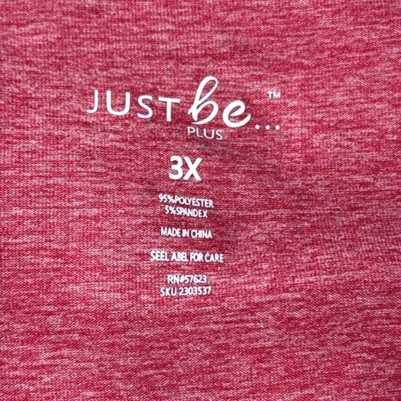 Womens Plus Size 3X Scoop Neck Pocket Tee Shirt By Just Be... Pink Heathered Pol - Picture 3 of 5